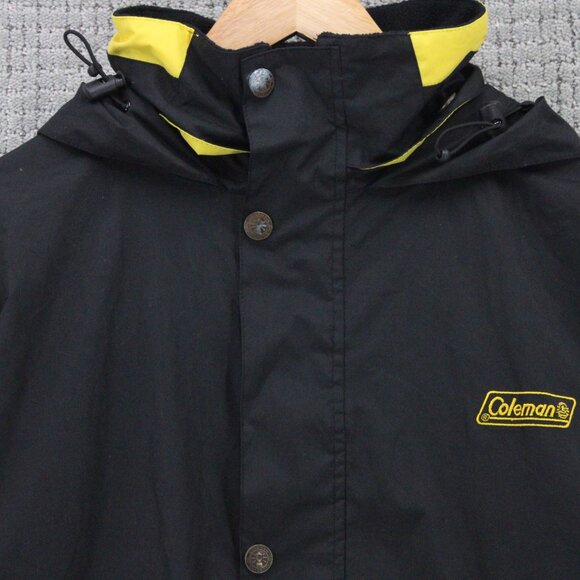 Coleman Jacket Mens Large L Black/Yellow Rain Hooded Outdoor Camping Polyester - Picture 5 of 9